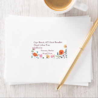 Étiquette Adresse mariage de classique et fleurie colorée