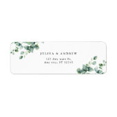 Étiquette Adresse mariage du script Eucalyptus vert (Devant)