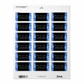 Étiquette Adresse mariage Feux de flammes Sapphire Bleu (Feuille entière)