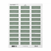 Étiquette Adresse Mariage minimaliste simple Sage Green (Feuille entière)