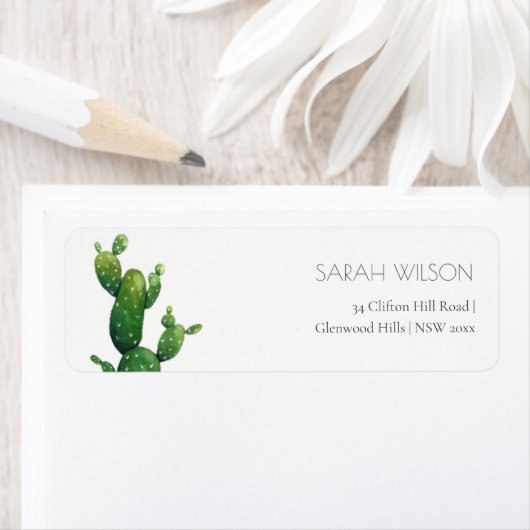 Étiquette Adresse minimale de fermeture verte de cactus à po (En situation)