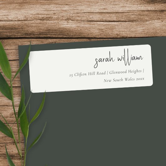 Étiquette Adresse minimale de typographie de script noir bla