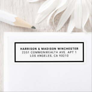 Étiquette Adresse minimaliste moderne blanche noir