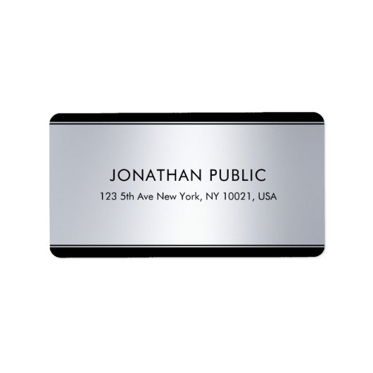 Étiquette Adresse Modèle Black Silver Elegant Personnalisé (Devant)