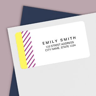 Étiquette Adresse moderne et tendance Yellow & Purple Stripe