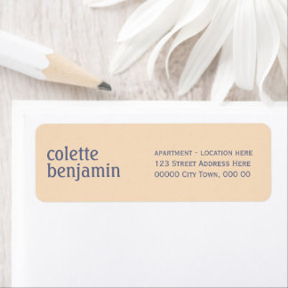 Étiquette Adresse Moderne Pêche Pâle et Gris-Bleu