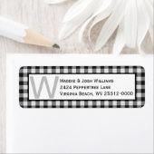 Étiquette Adresse monogramme de Buffalo noir et blanc (En situation)