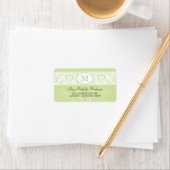 Étiquette Adresse Monogramme de Damas vert (En situation)