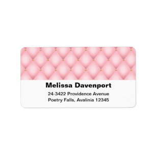 Étiquette Adresse Motif de luxe Pink Tufted Diamond