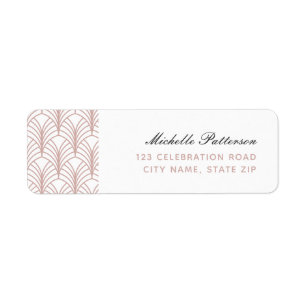 Étiquette Adresse Motif simple et élégante rose Art déco