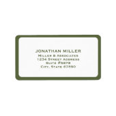 Étiquette Adresse multiligne moderne Olive Green et White (Devant)