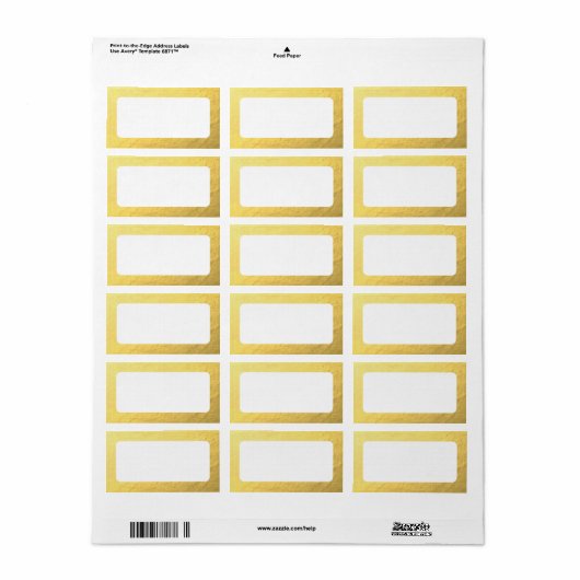 Étiquette Adresse Or Faux vierge (Feuille entière)