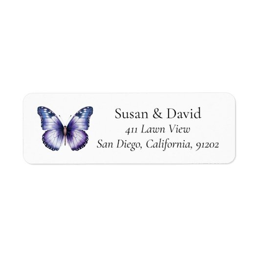 Étiquette Adresse papillon violet clair (Devant)