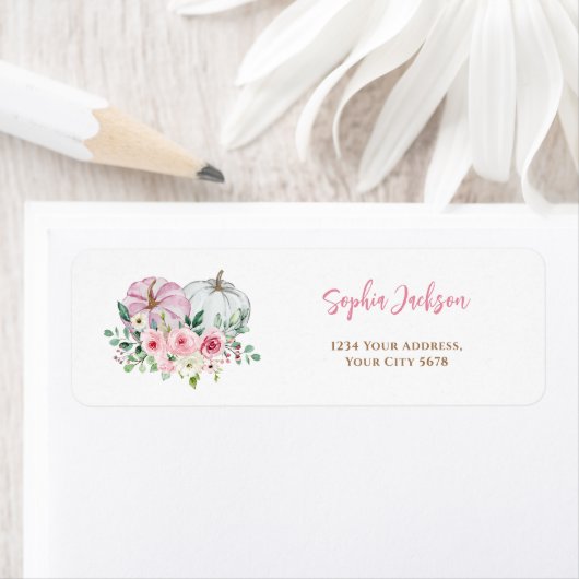 Étiquette Adresse Petite Citrouille Rose (En situation)