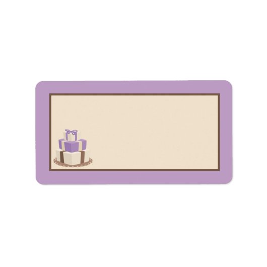 Étiquette Adresse postale de gâteau de Mariage Brown/violet (Devant)