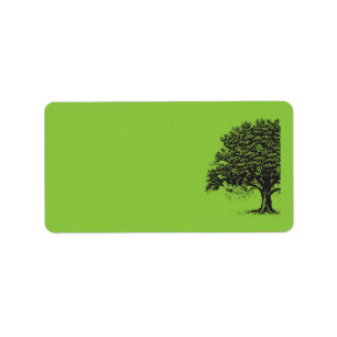 Étiquette Adresse postale de l'arbre de printemps vert/noir 