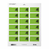 Étiquette Adresse postale de l'arbre de printemps vert/noir (Feuille entière)