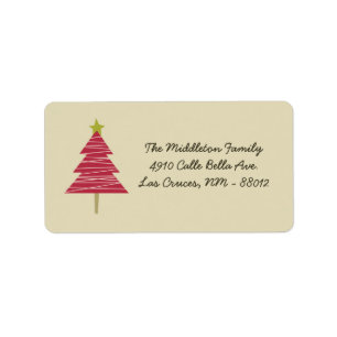 Étiquette Adresse postale de l'arbre XMAS Tan & Red de 1,25