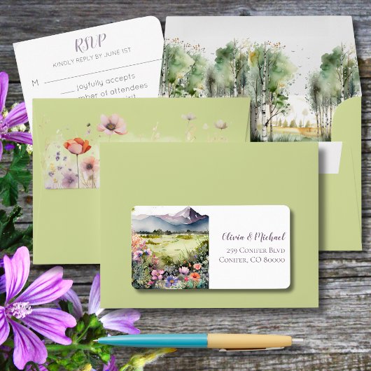 Étiquette Adresse postale de Mountain Thyme Wildflower