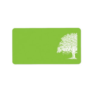 Étiquette Adresse postale du Mariage vert/blanc de l'arbre d