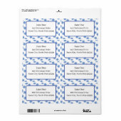Étiquette Adresse postale Saison d'hiver Bleu et blanc Floco (Feuille entière)