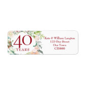 Étiquette Adresse pour l'anniversaire de mariage de rubis de (Devant)