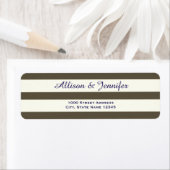 Étiquette Adresse rayée bleu chic et blanc (En situation)