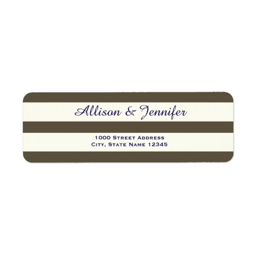 Étiquette Adresse rayée bleu chic et blanc (Devant)