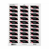 Étiquette Adresse Rose blanc Roses Ballerina Floral Noir (Feuille entière)