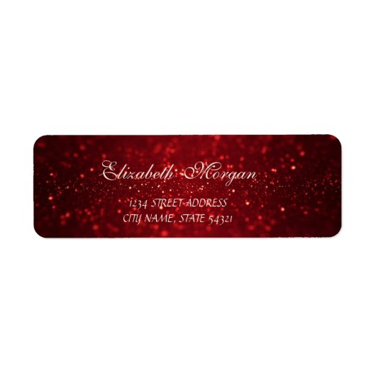 Étiquette Adresse rouge bokeh élégant et sophistiqué (Devant)