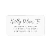 Étiquette Adresse RSVP de mariage de script noir simple (Devant)