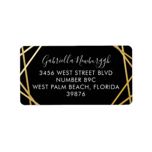 Étiquette Adresse RSVP moderne géométrique en or noir