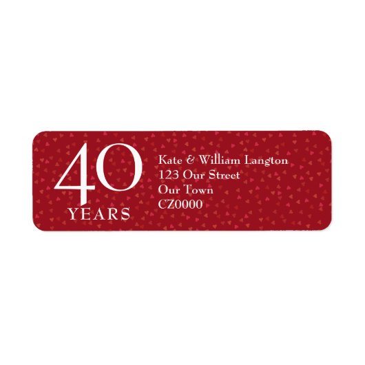 Étiquette Adresse rubis pour les 40 ans de mariage (Devant)