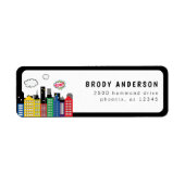 Étiquette Adresse sur le thème de la bande dessinée de super (Devant)