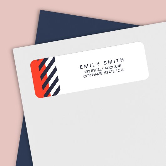Étiquette Adresse tendance moderne Orange et Bleu foncé