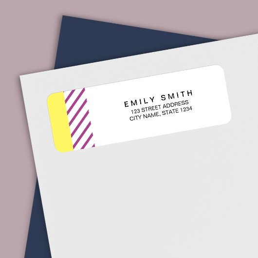 Étiquette Adresse tendance moderne Yellow and Purple Stripes