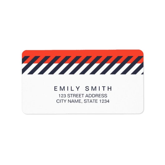 Étiquette Adresse tendance Orange et Bleu foncé (Devant)