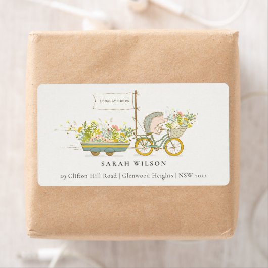 Étiquette Adresse Vélo Floral De Hérisson Cultivé Localement (En situation)