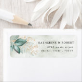 Étiquette adresse verdoyante en or vert poussiéreux eucalypt (En situation)