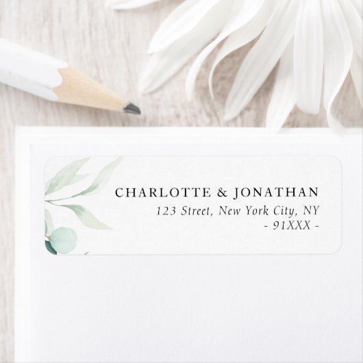 Étiquette adresse verte eucalyptus (En situation)