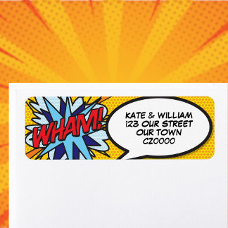 Étiquette Adresse WHAM Fun Retro Bande Dessinée Pop Art