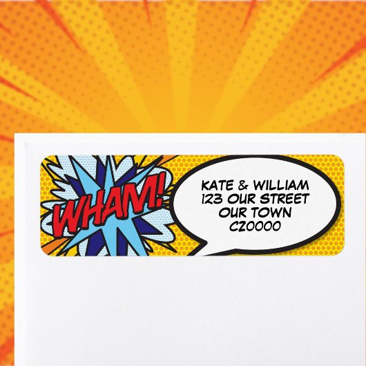 Étiquette Adresse WHAM Fun Retro Bande Dessinée Pop Art