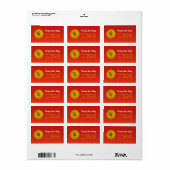 Étiquette Adresse Zodiac du serpent rouge et or chinois (Feuille entière)