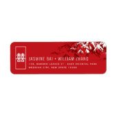 Étiquette Adresses de Mariage Feuille Asiatique en bambou ro (Devant)