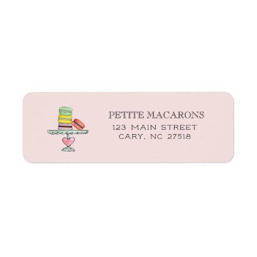 Étiquette Adresses de retour rose Macarons mignons (Devant)
