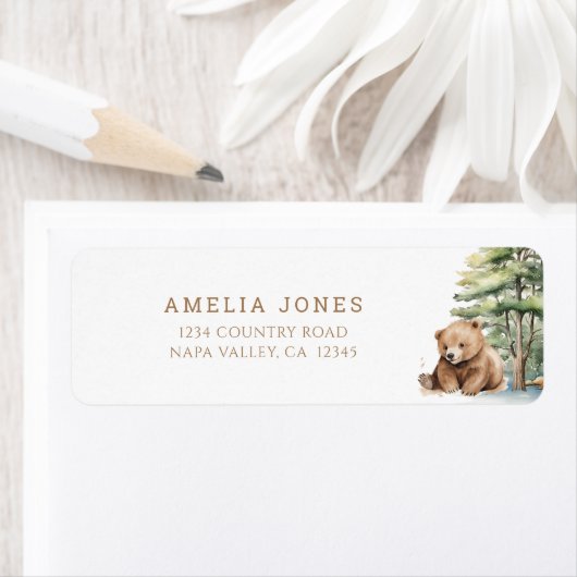 Étiquette Adventure Await Woodland Teddy Bear Adresse (En situation)