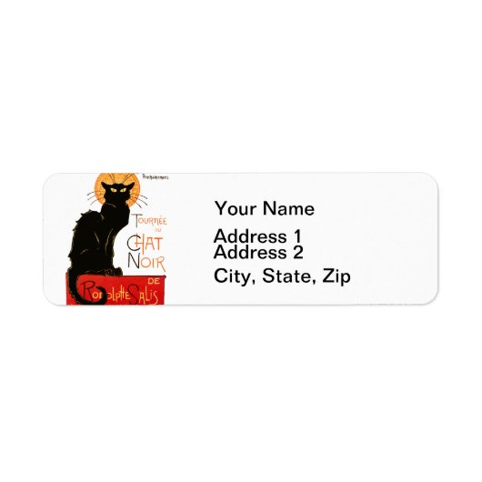Étiquette Affiche Classique Chat Noir de Steinlen en Noir (Devant)