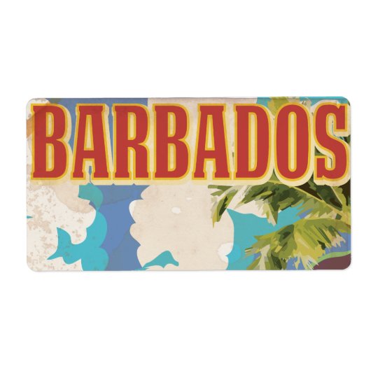 Étiquette Affiche de voyage à la Barbade (Devant)
