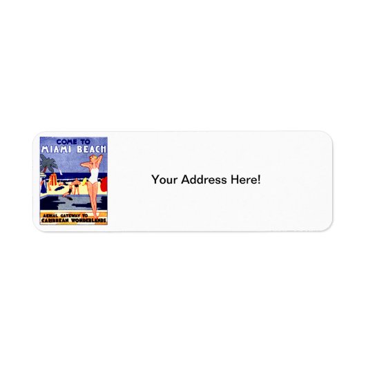 Étiquette Affiche de voyage de Miami Beach 1925 (Devant)