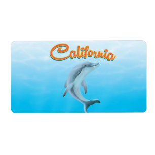 Étiquette affiche voyage Dolphin de Californie vintage